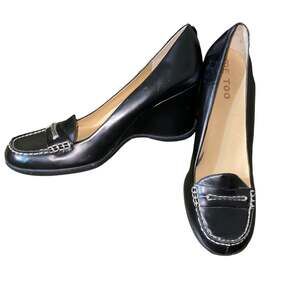 Me Too Shania platform wedge shoes chunky heel y2k size 10 Black leather Shoes